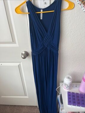 Gilli Deep Navy Asymmetrical Maxi Dress with Braided Waist